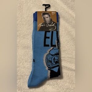 Elvis Presley Crew Socks Blue with Black & Gray, Fits Men’s Adult Shoe Size 7-12